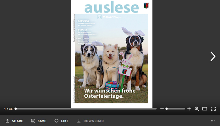 Link zur e-Paper Version der auslese auf issuu.com
