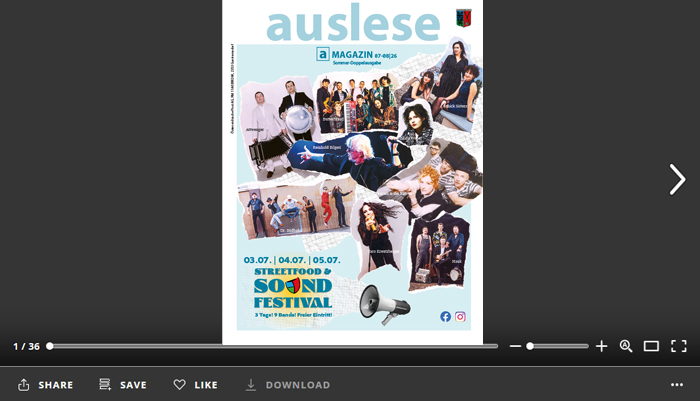 Link zur e-Paper Version der auslese auf issuu.com